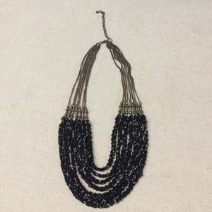 Black and gold braided bead necklace